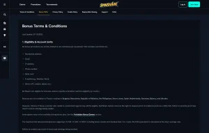 SpinShark bonus terms showing wagering, maximum bet and expiry conditions